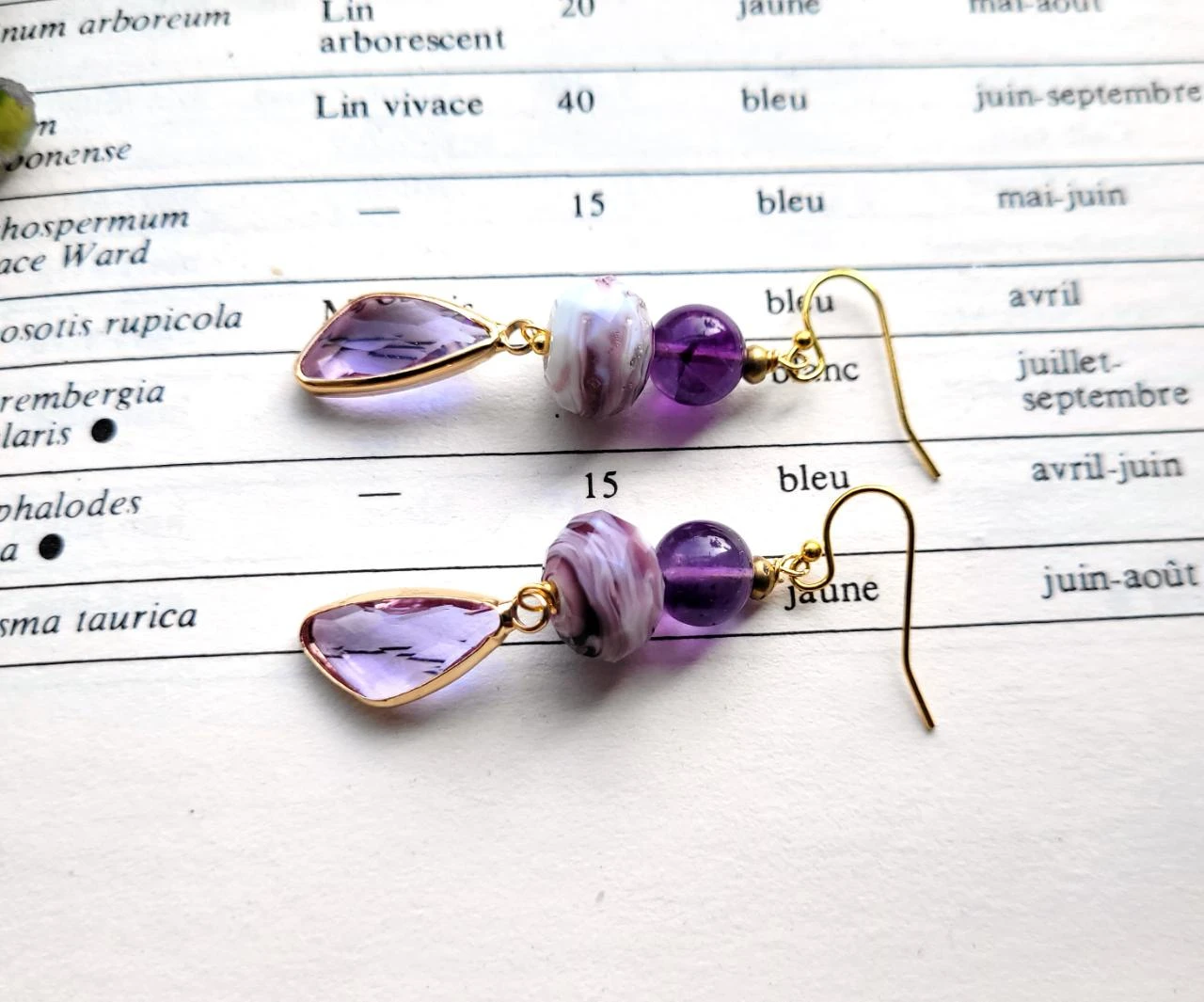 Boho chique oorbellen met amethistkralen, gefacetteerde glaskralen .. – photo 7